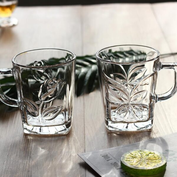 Rose Carved Glass Mug (2)