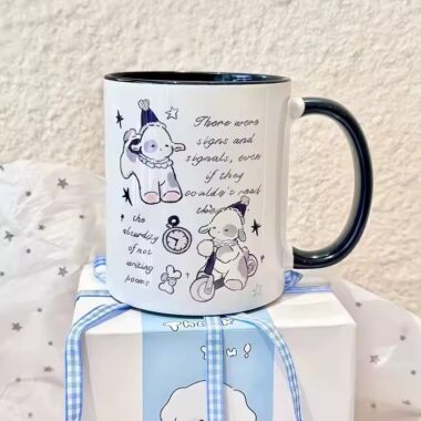 Cute colorful cartoon ceramic mugs with animal prints for home and kids