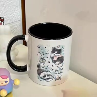 Cute colorful cartoon ceramic mugs with animal prints for home and kids