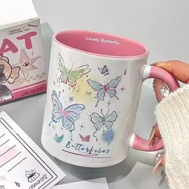 Cute colorful cartoon ceramic mugs with animal prints for home and kids