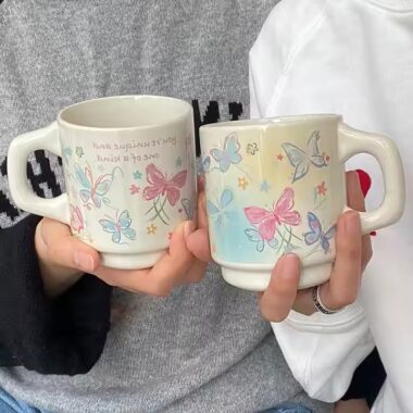 Cute colorful cartoon ceramic mugs with animal prints for home and kids