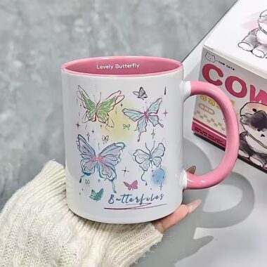 Cute colorful cartoon ceramic mugs with animal prints for home and kids
