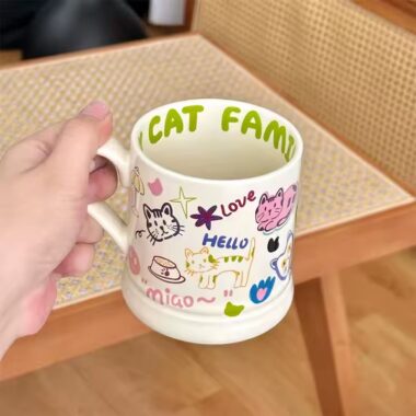 Cute colorful cartoon ceramic mugs with animal prints for home and kids