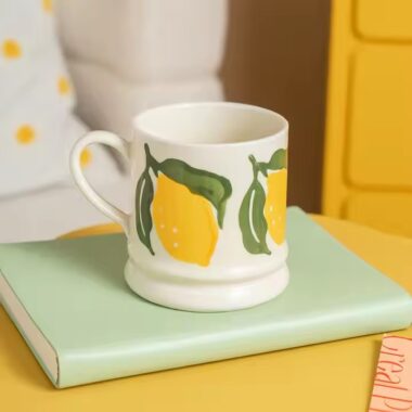 Hand-Painted Fruit Ceramic Coffee Mug with Colorful Designs