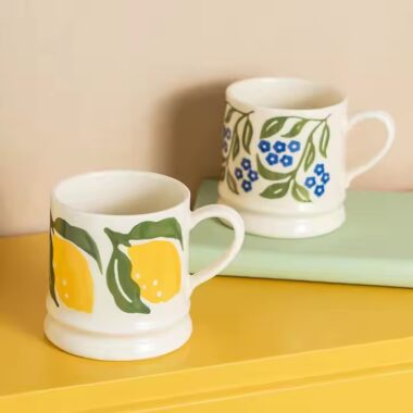Hand-Painted Fruit Ceramic Coffee Mug with Colorful Designs