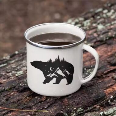 Custom eco-friendly color enamel camping mug for outdoor and promotional use