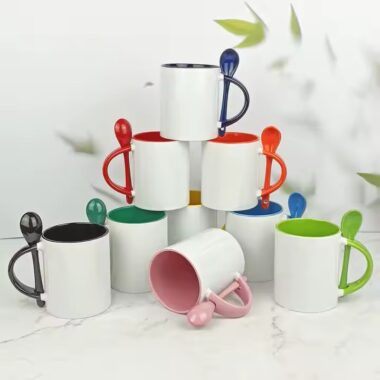 Personalized sublimation mugs with custom designs for heat transfer