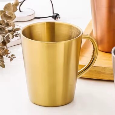 Premium stainless steel coffee mugs with custom logo options