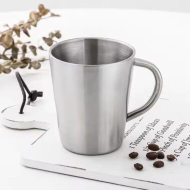Premium stainless steel coffee mugs with custom logo options