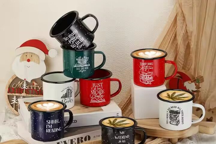 Eco-friendly camping enamel mug for outdoor and travel use