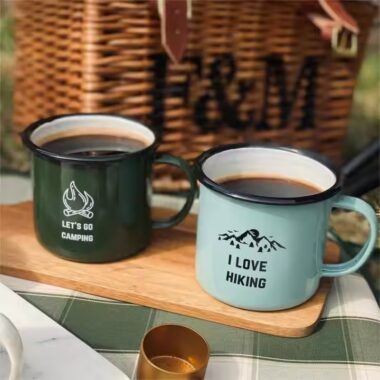 Eco-friendly camping enamel mug for outdoor and travel use