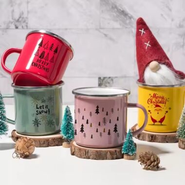 Eco-friendly enamel travel mug with lightweight, reusable design