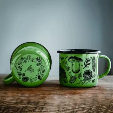 Eco-friendly enamel travel mug with lightweight, reusable design