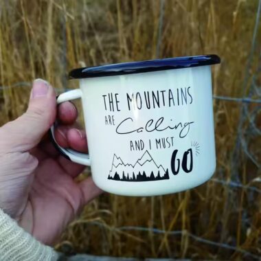 Eco-friendly enamel travel mug with lightweight, reusable design