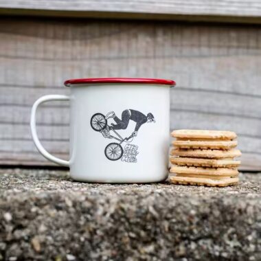 Eco-friendly enamel travel mug with lightweight, reusable design