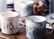 Nordic Marble Ceramic Coffee Mug with Gold Handle