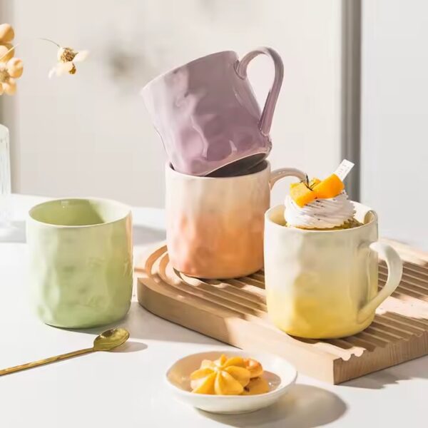 Creative Gradient Color Ceramic Coffee Mug with Glossy Finish