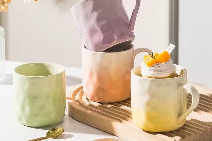 Creative Gradient Color Ceramic Coffee Mug with Glossy Finish