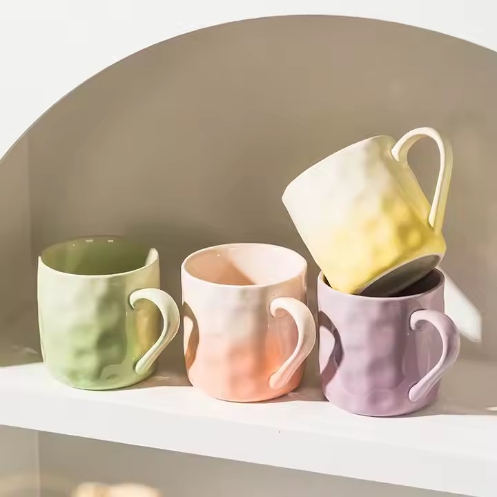 Creative Gradient Color Ceramic Coffee Mug with Glossy Finish