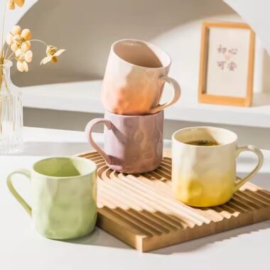 Creative Gradient Color Ceramic Coffee Mug with Glossy Finish