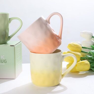 Creative Gradient Color Ceramic Coffee Mug with Glossy Finish