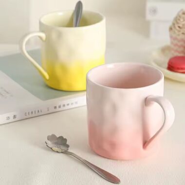 Creative Gradient Color Ceramic Coffee Mug with Glossy Finish