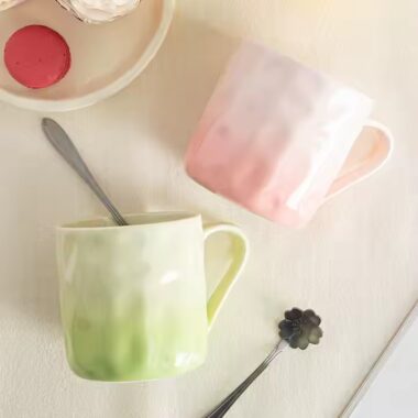 Creative Gradient Color Ceramic Coffee Mug with Glossy Finish