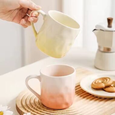 Creative Gradient Color Ceramic Coffee Mug with Glossy Finish