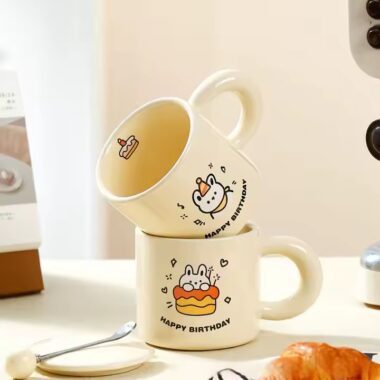 Cute cartoon animal ceramic coffee mug for birthday gift