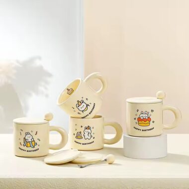 Cute cartoon animal ceramic coffee mug for birthday gift