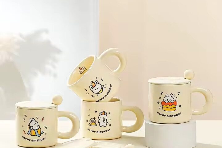 Cute cartoon animal ceramic coffee mug for birthday gift
