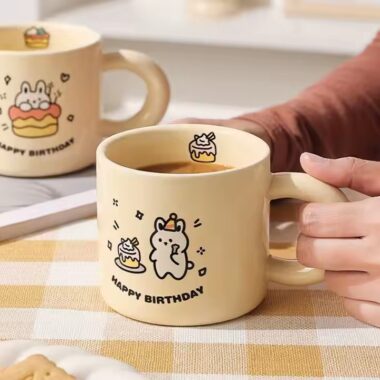 Cute cartoon animal ceramic coffee mug for birthday gift