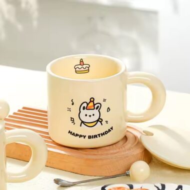 Cute cartoon animal ceramic coffee mug for birthday gift
