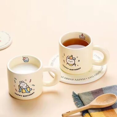 Cute cartoon animal ceramic coffee mug for birthday gift