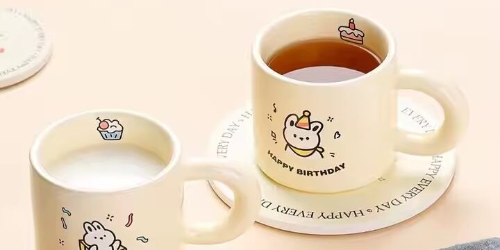 Cute cartoon animal ceramic coffee mug for birthday gift