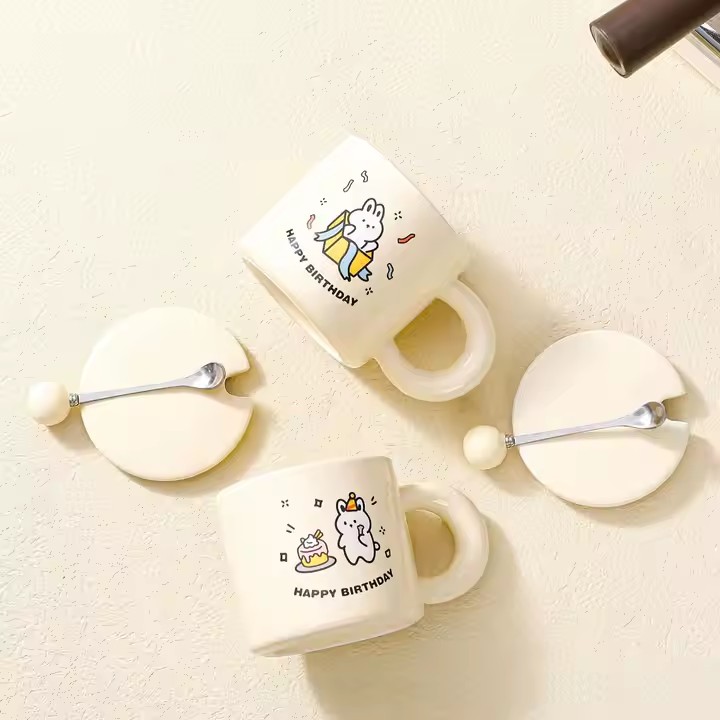 Cute cartoon animal ceramic coffee mug for birthday gift