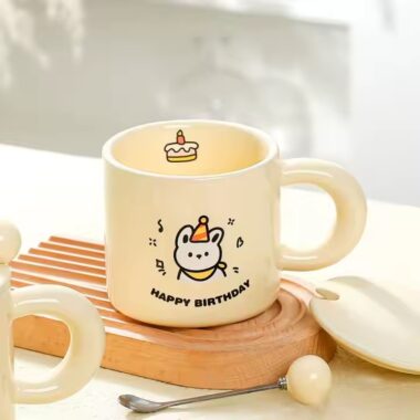 Cute cartoon animal ceramic coffee mug for birthday gift