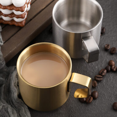 Double wall insulated stainless steel coffee mug for travel and branding