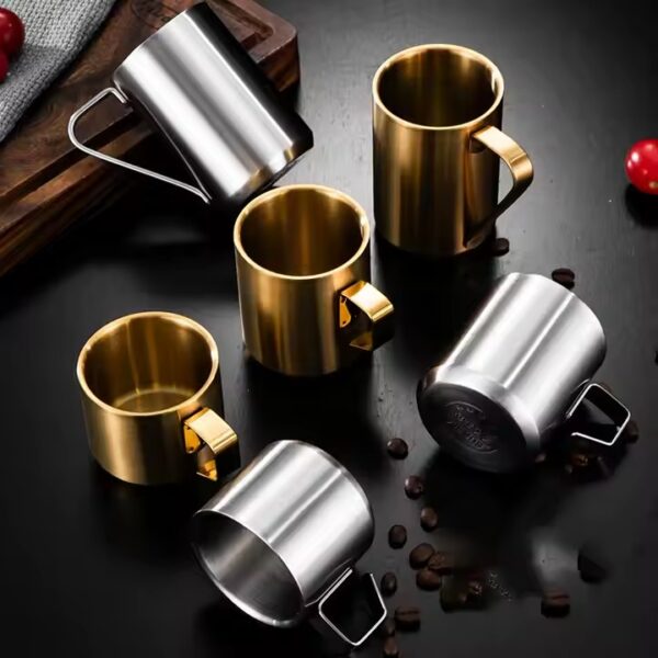 Double wall insulated stainless steel coffee mug for travel and branding