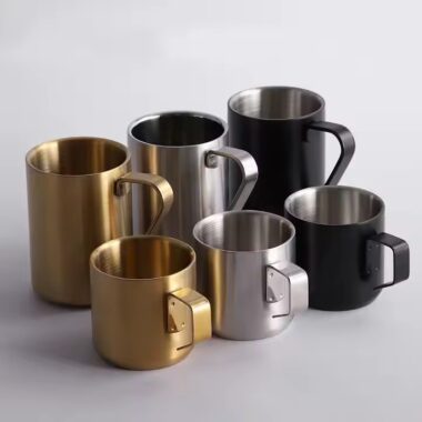 Double wall insulated stainless steel coffee mug for travel and branding