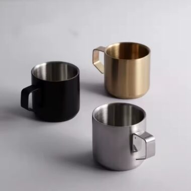 Double wall insulated stainless steel coffee mug for travel and branding