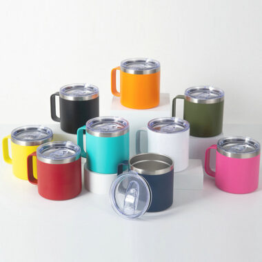 Double wall stainless steel camping mug for outdoor travel use