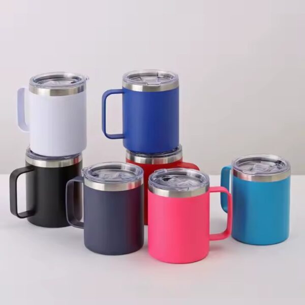 Double wall stainless steel camping mug for outdoor travel use