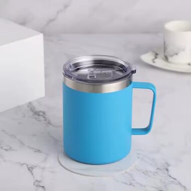 Double wall stainless steel camping mug for outdoor travel use