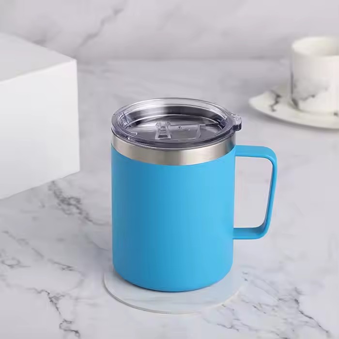 Double wall stainless steel camping mug for outdoor travel use