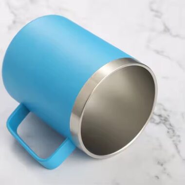 Double wall stainless steel camping mug for outdoor travel use