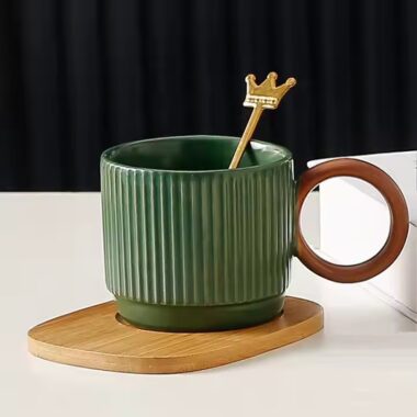 Japanese vintage-style ceramic coffee mug with rustic glaze and handle