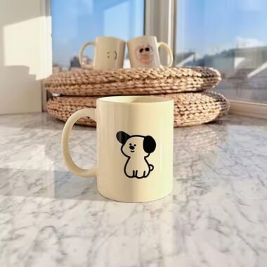 Cute Cartoon Dog Ceramic Coffee Mug with Custom Logo Option