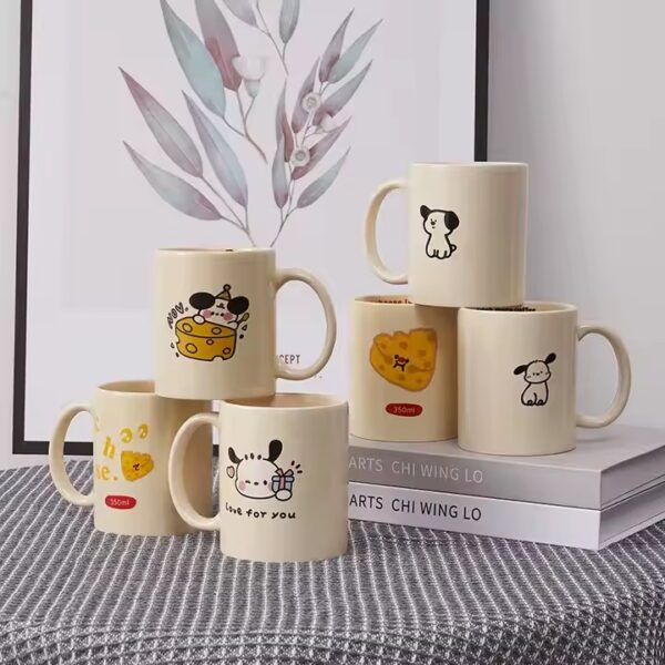 Cute Cartoon Dog Ceramic Coffee Mug with Custom Logo Option