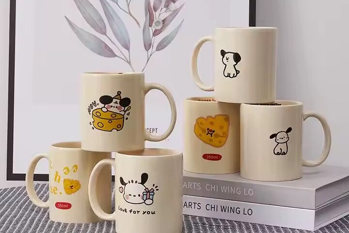 Cute Cartoon Dog Ceramic Coffee Mug with Custom Logo Option